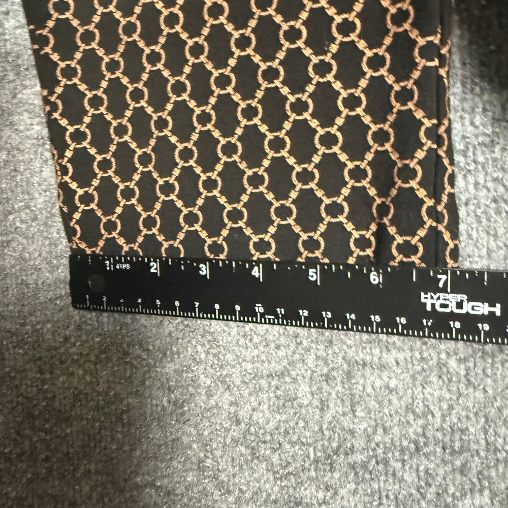 Chicos Pants 3 Women 16 Black Gold Geometric Chain Print Cropped Pull On Stretch - Picture 14 of 15